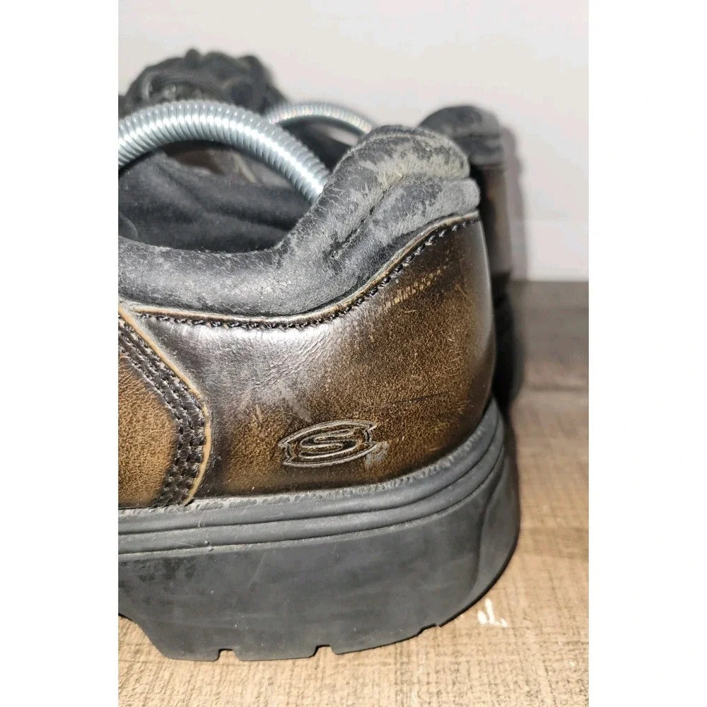 Skechers Chunky Platform Lug Sole Shoes Mens 10 Brown Leather Oxford Vintage Y2K